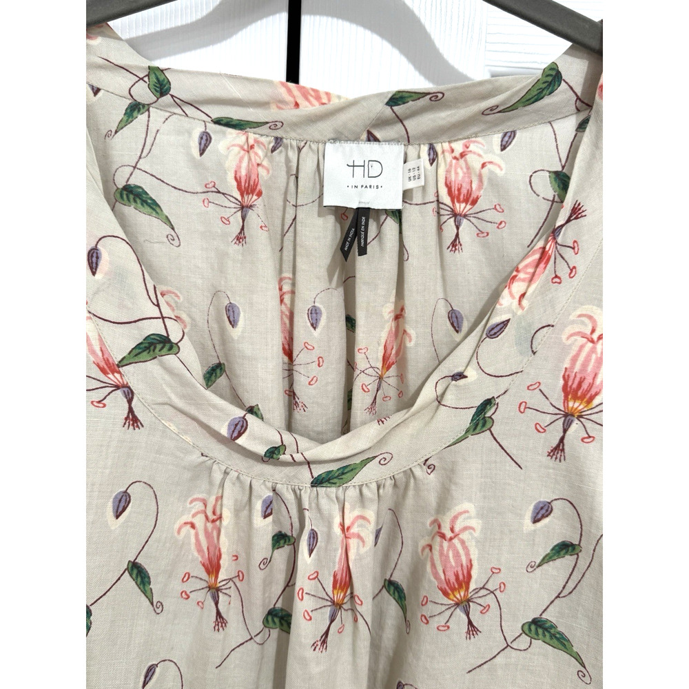 Anthropologie HD in Paris Floral Peasant Blouse Boho Cottagecore Sz 12 NWOT - Picture 5 of 8